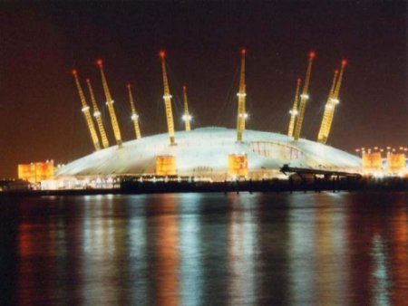 The Millennium Dome at night in London, England