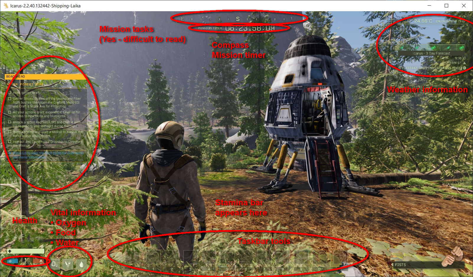 Icarus screen interface