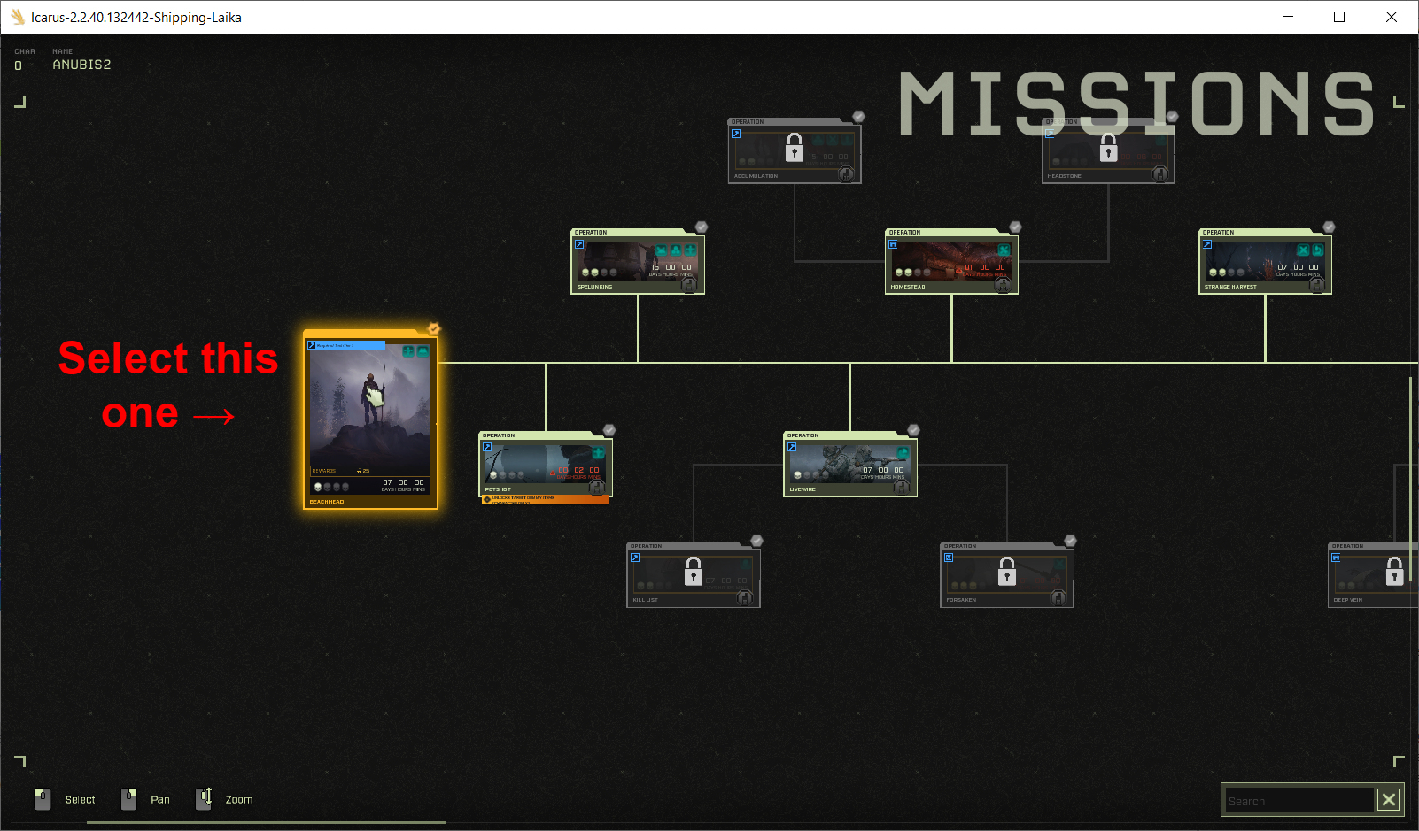 Available mission tree