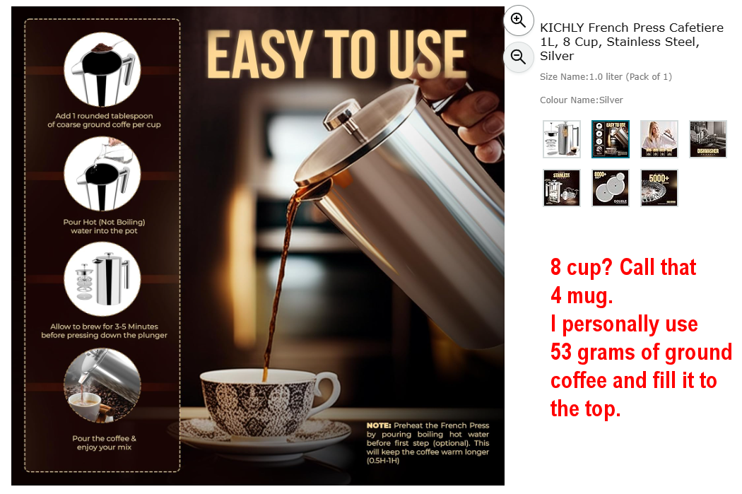 A stainless steel insulated French press, ideal for coffee or tea