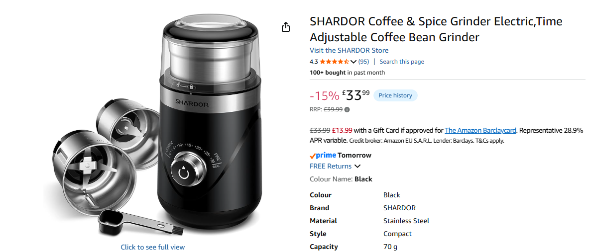 SHARDOR Coffee & Spice Grinder